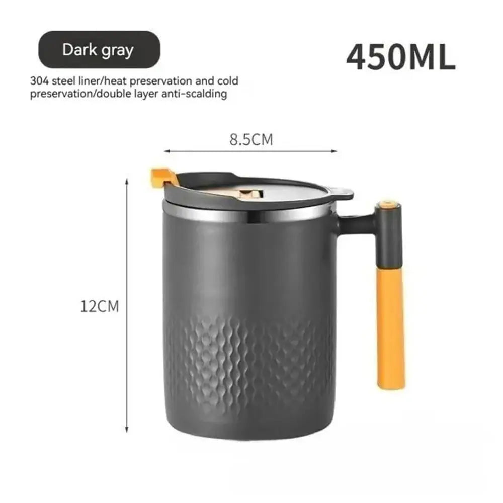 كوب مزدوج الطبقات من الفولاذ المقاوم للصدأ 304 - كوب شاي وقهوة مع غطاء مانع للتسرب