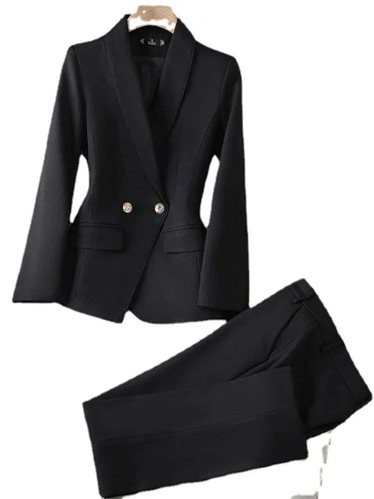 Yitimuceng Women’s 2-Piece Office Suit – Double Breasted Blazer & Pants