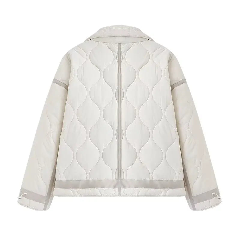 Autumn and winter new women's stand-up collar quilted casual cotton coat with loose fit and large pockets