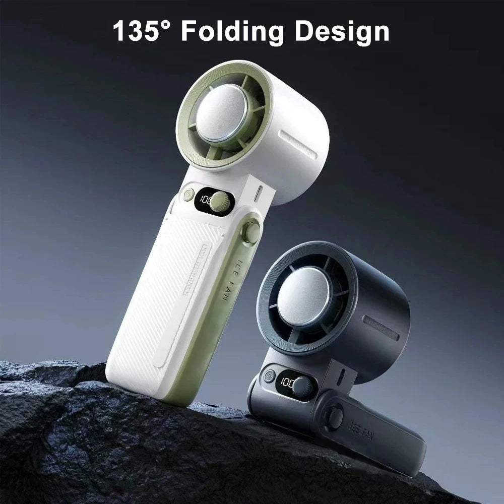 مروحة صغيرة محمولة - مروحة محمولة قابلة لإعادة الشحن بقوة 3600 مللي أمبير في الساعة قابلة للطي للرقبة واليد للاستخدام في الهواء الطلق والتخييم والتبريد