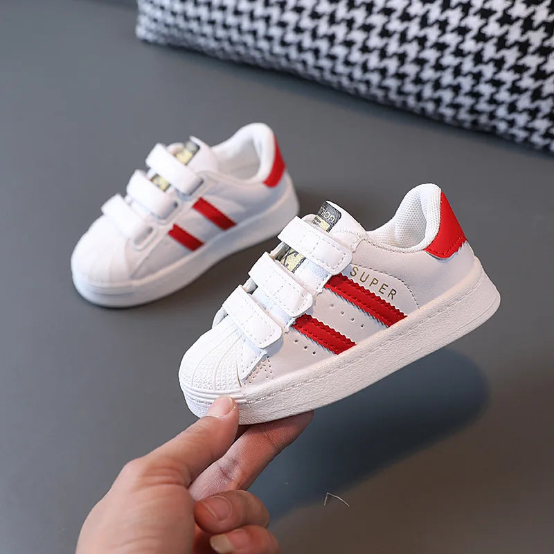 Children's Fashion Sneakers – White Non-Slip Breathable Casual Shoes for Boys, Girls & Toddlers