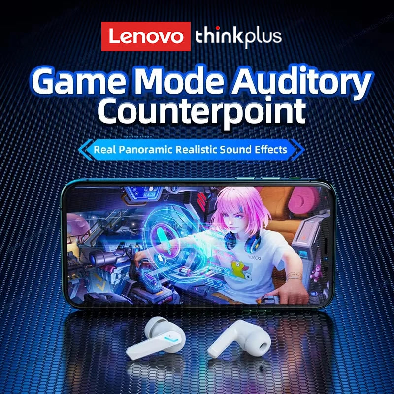 سماعات لينوفو GM2 Pro بلوتوث 5.3 | سماعة رأس لاسلكية ستيريو 9D مزودة بميكروفون، وضعي موسيقى/ألعاب مزدوجين