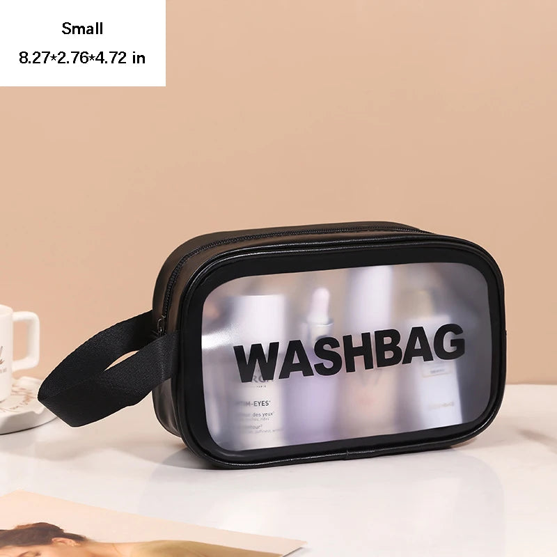 Portable Toiletry Bags with Handle | Translucent Waterproof Travel Makeup Bag for Women | Large Capacity Cosmetic Bag