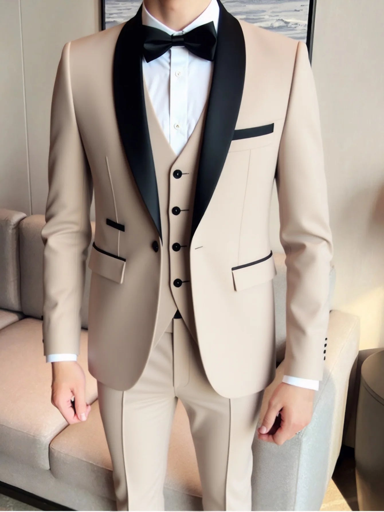 Men's 3-Piece Slim Fit Suit – Jacket, Vest & Trousers for Business, Groom & Formal Wear