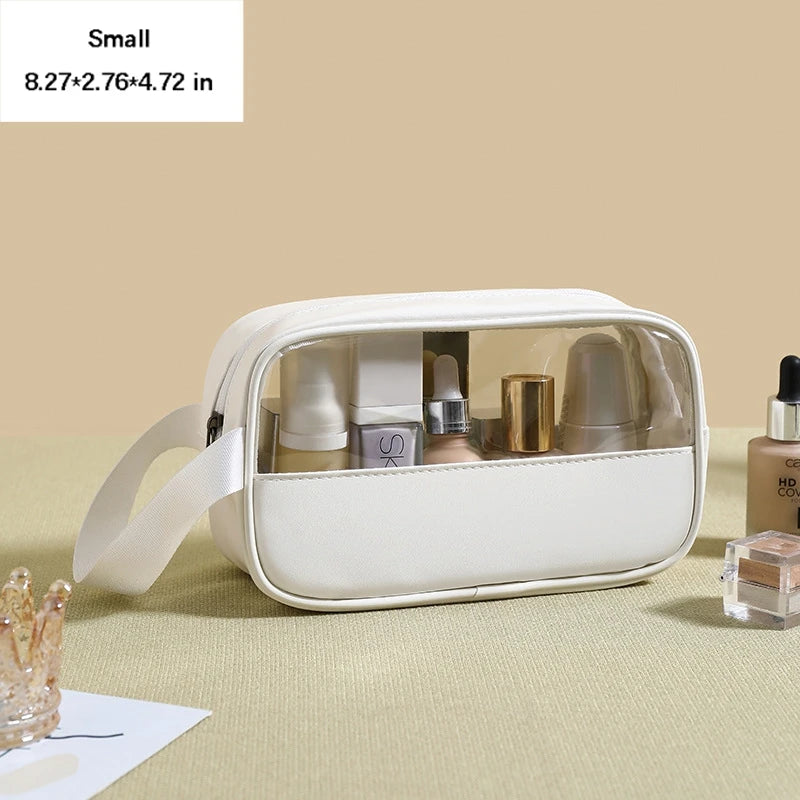 Portable Toiletry Bags with Handle | Translucent Waterproof Travel Makeup Bag for Women | Large Capacity Cosmetic Bag
