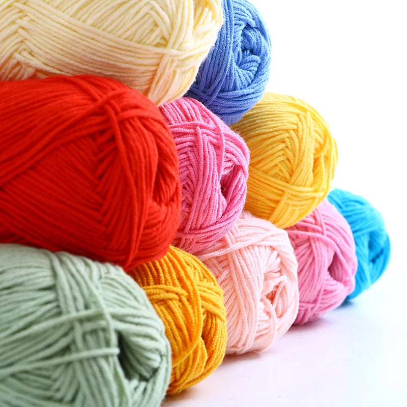40–50g 4-Ply Milk Cotton Yarn (80%) – Dyed Knitting & Crochet Yarn for Sweaters, Hats, Dolls & Crafts