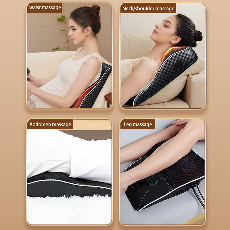 Manufacturer Direct Electric Shiatsu Massager – Head, Neck & Cervical Traction Pillow with Heating, Vibration & Car/ Home Use