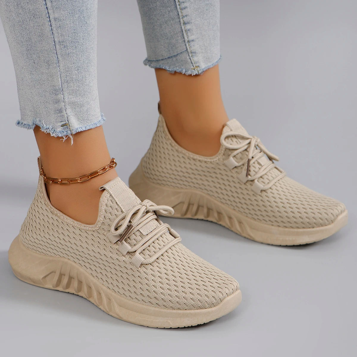 Women’s Summer Breathable Mesh Flats – Casual Sports Shoes