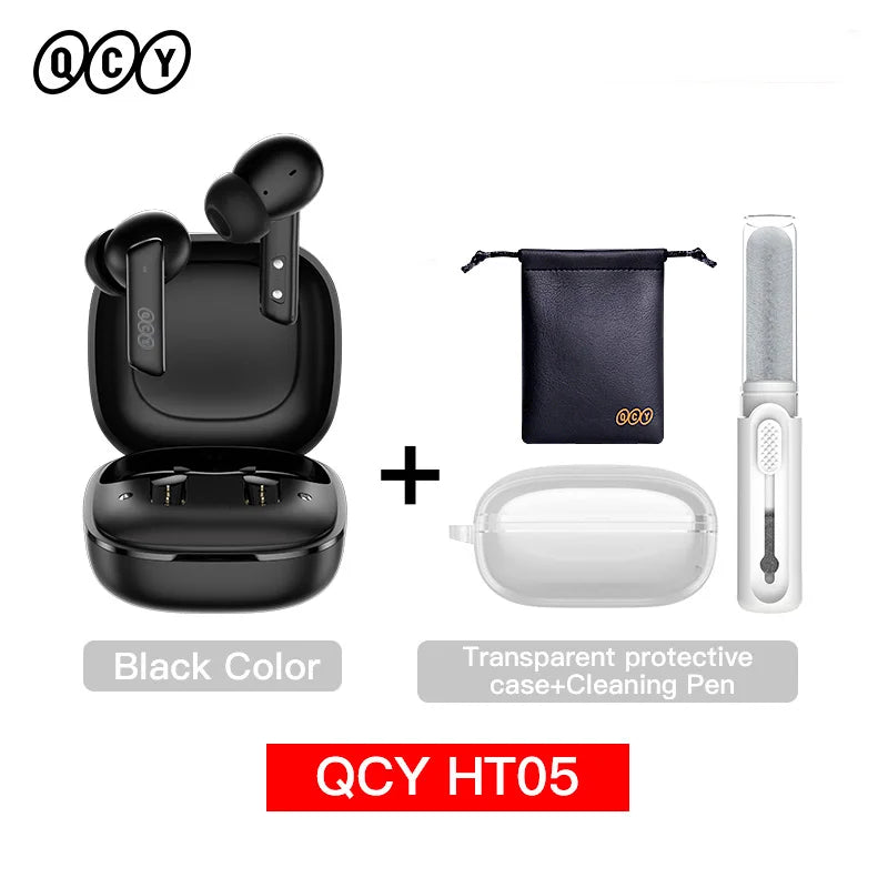 QCY HT05 ANC Wireless TWS Earphones – Bluetooth 5.2, 40dB Active Noise Cancellation, In-Ear Mics, Hands-Free Earbuds