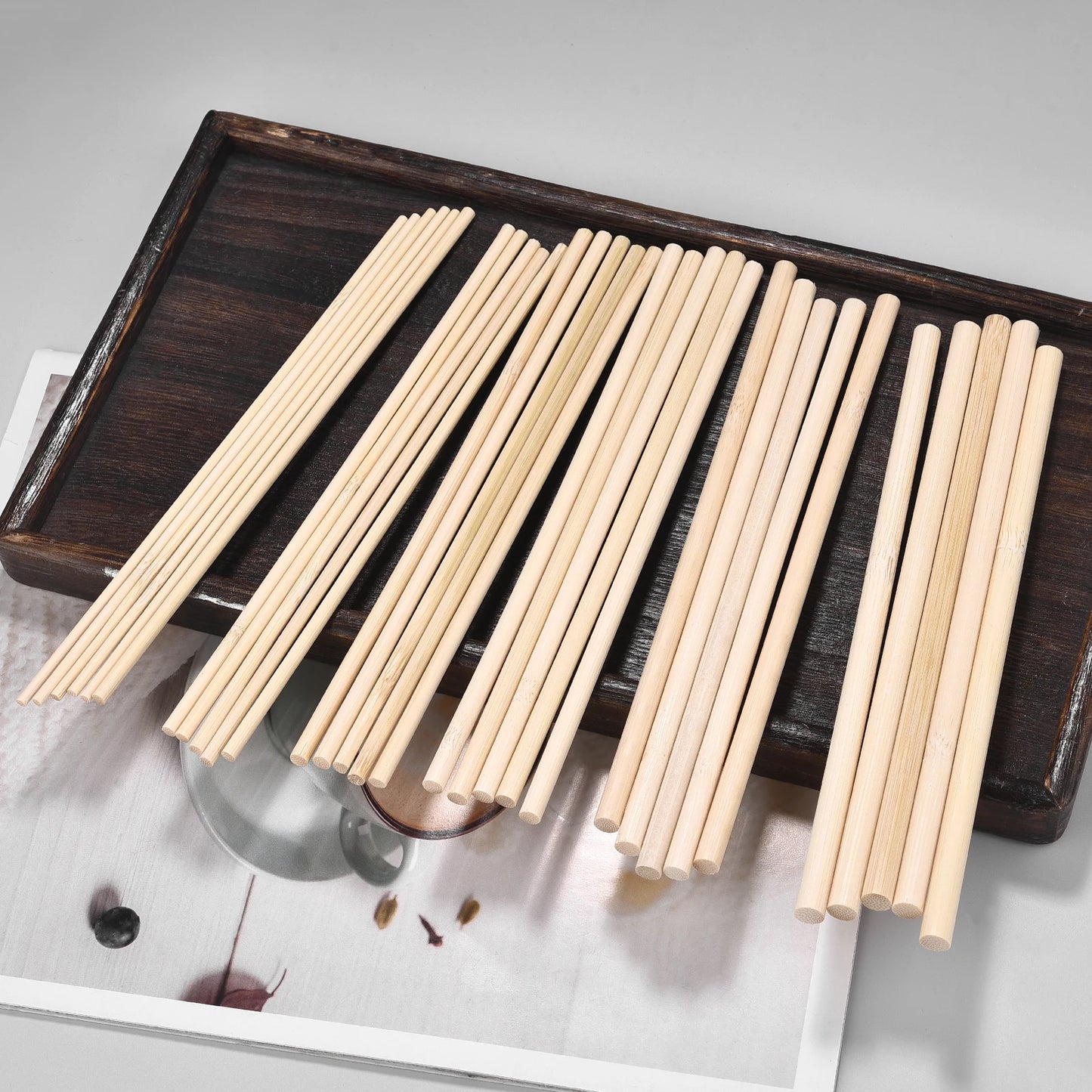 3–8mm Round Natural Wooden Bamboo Sticks – DIY Craft Material for Handmade Projects & Woodworking Supplies