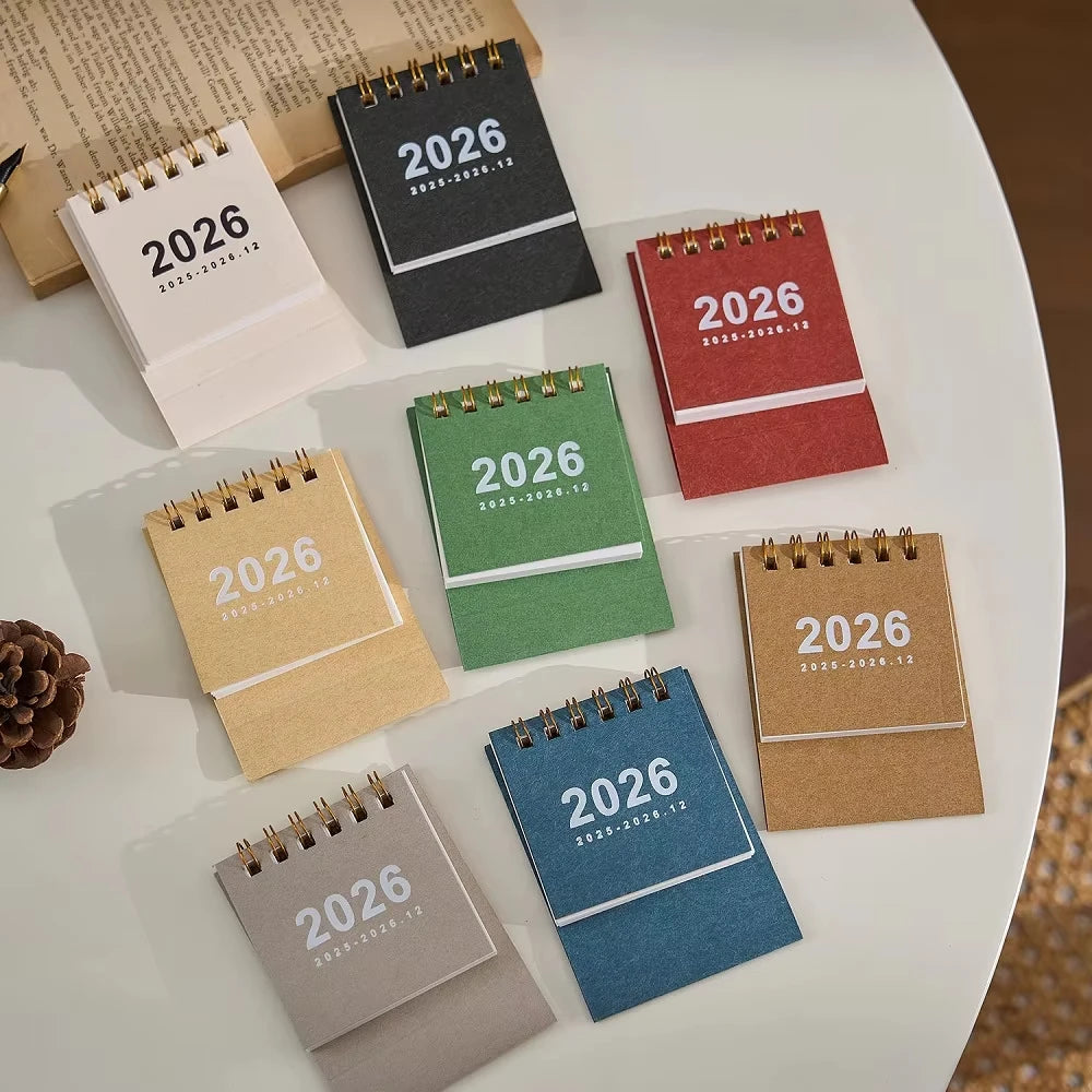2026 Mini Simple Desk Calendar – Creative Coil Planner & Desktop Office Decoration