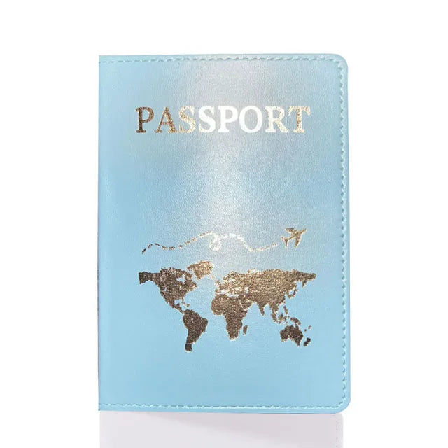 World Map Passport Cover – Hot Stamping Travel Case for Men & Women