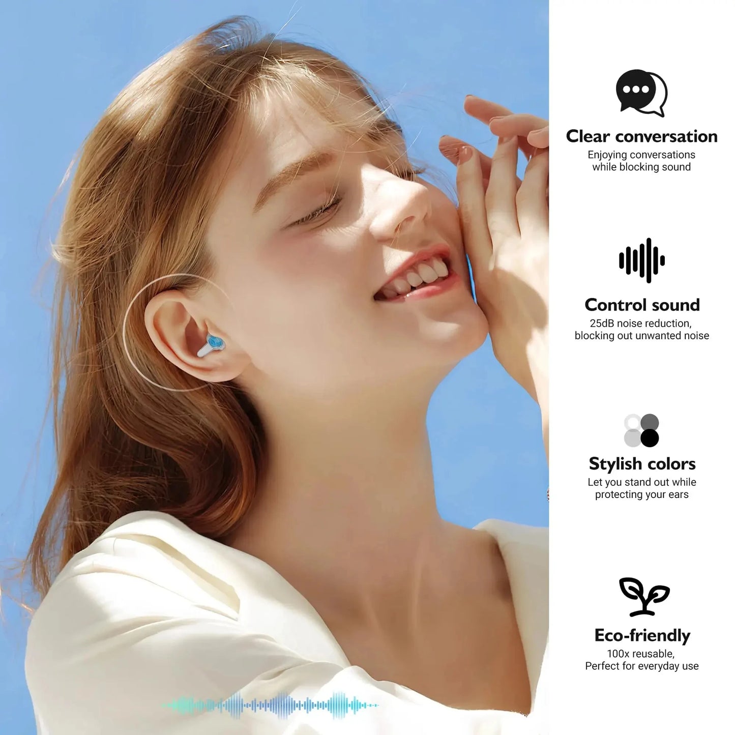 سدادات أذن HUAK عالية الدقة - سدادات أذن قابلة لإعادة الاستخدام ومانعة للضوضاء للحفلات الموسيقية والموسيقيين والدراجات النارية والمهرجانات