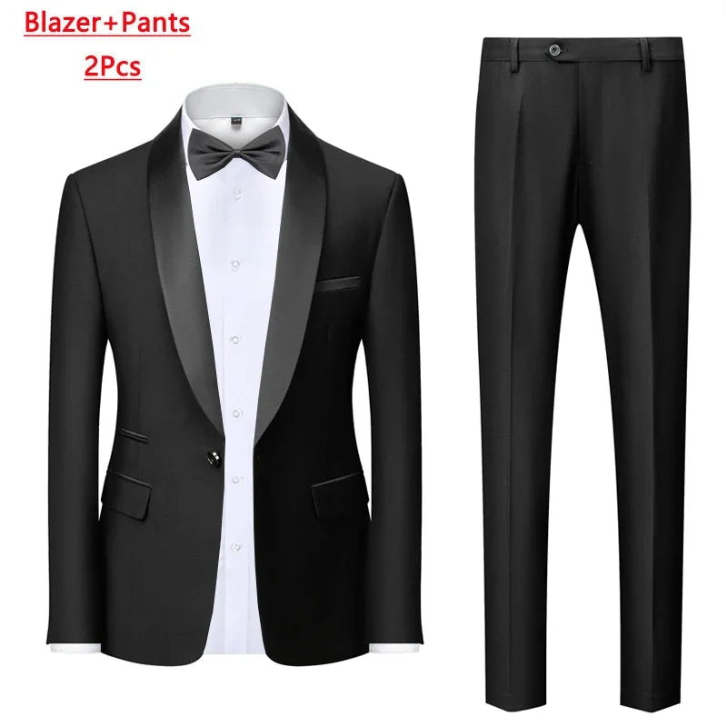 Men's M-6XL Formal 3-Piece Suit – Jacket, Vest & Pants for Business, Wedding & Parties