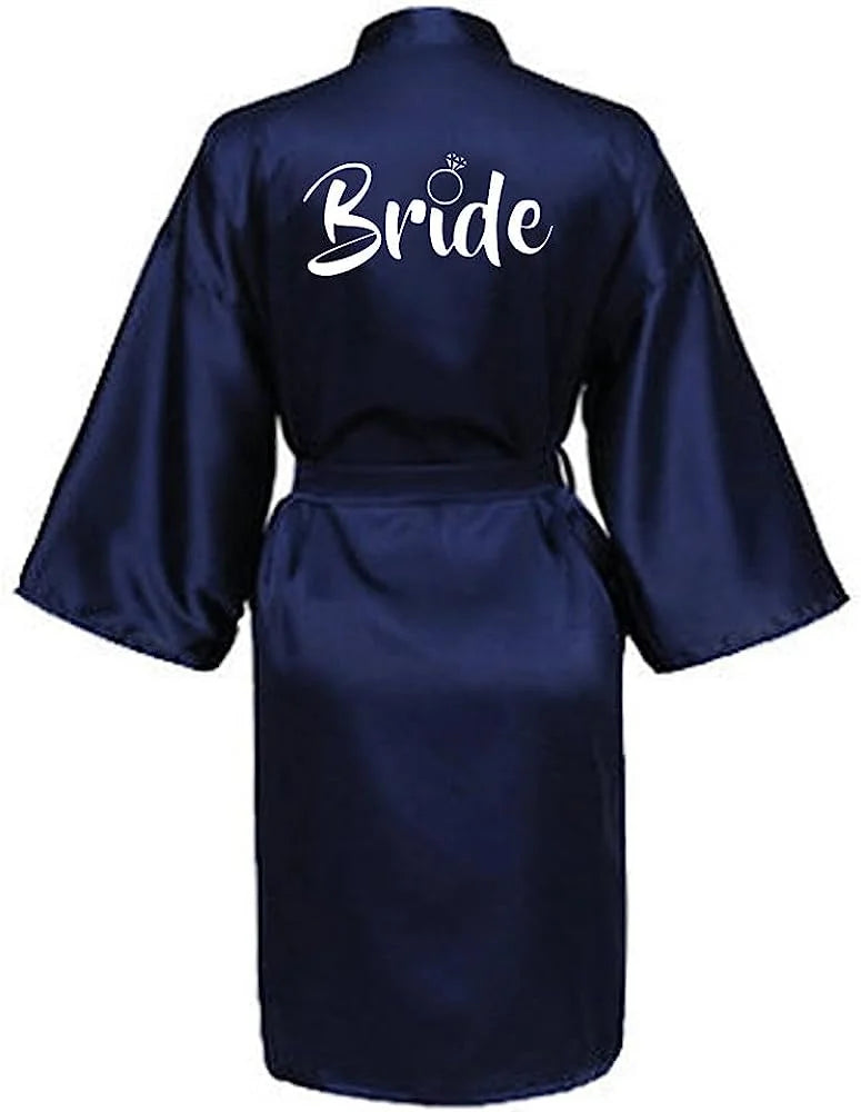 Women's Satin Silk Robe | Wedding Bathrobe Bride & Bridesmaid Sleepwear Gown M030