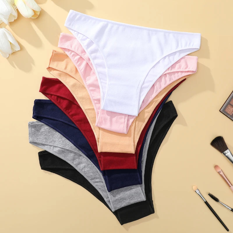 4PCS Women's Cotton Seamless Low Waist Panties Soft Breathable Comfortable Underwear Lingerie