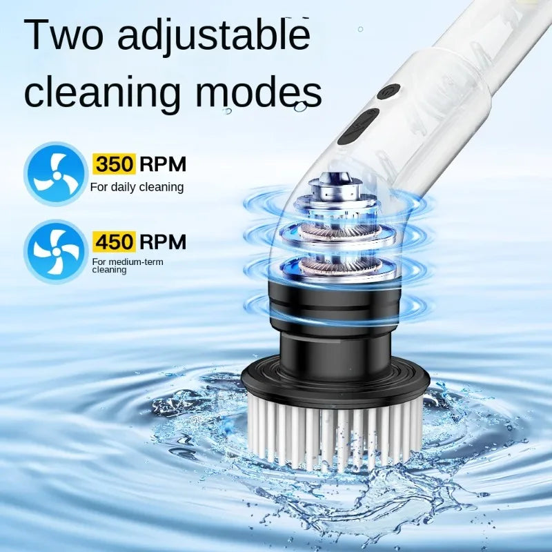 Nine in one multi functional handheld electric cleaning brush with telescopic function, bathroom floor and kitchen cleaning tool