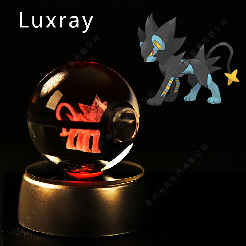 Pokémon 3D Crystal Ball Night Light – Pikachu, Gengar & Mewtwo Pokéball Glass Lamp for Kids Birthday Gifts