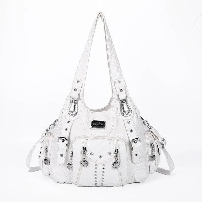 حقيبة يد نسائية من جلد البولي يوريثان من Angel kiss - حقيبة كتف أنيقة، حقيبة كبيرة وحقيبة يد كبيرة