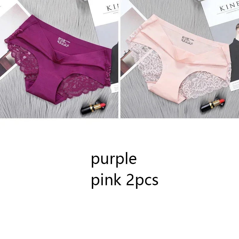 Seamless Women's Comfort Lace Hollow Out Low Rise Panties Set Soft Sexy Lingerie Underwear