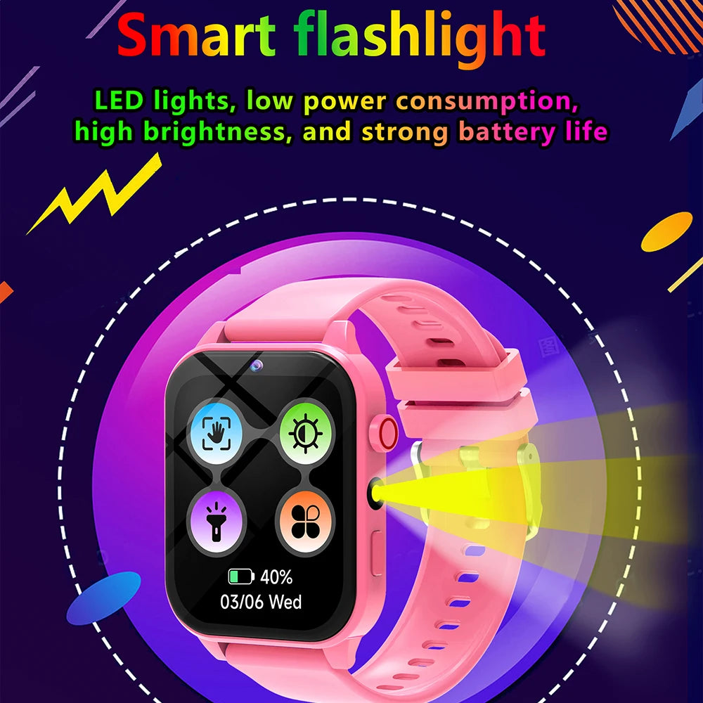 ساعة ذكية للأطفال مزودة بألعاب - شاشة عالية الدقة مقاس 1.83 بوصة، وكاميرا، ومراقبة النوم، وهدايا للأولاد والبنات