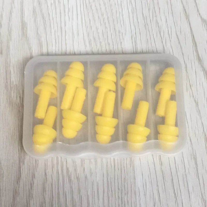 سدادات أذن ناعمة من السيليكون • مقاومة للماء • للبالغين والأطفال • للسباحة والغوص • 5 أزواج في كل علبة