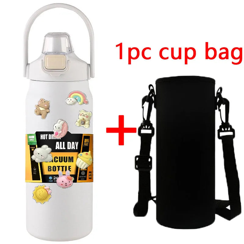 زجاجة حرارية من الفولاذ المقاوم للصدأ سعة 1.5 لتر - قارورة مياه معزولة مفرغة من الهواء بسعة كبيرة للمشروبات الساخنة والباردة