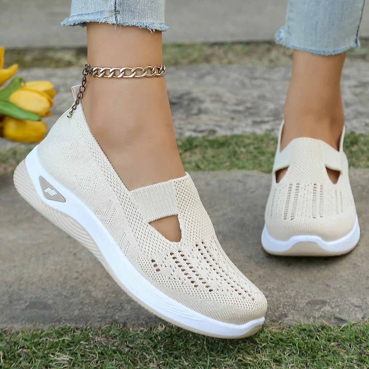 Women’s Summer Casual Sneakers – Lightweight Flat Solid Shoes, Four-Season Everyday Footwear