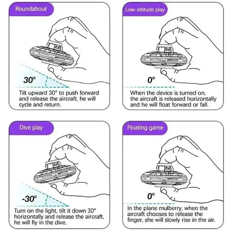 Flying Luminous Gyroscope Spinner – Levitating LED Aircraft Stress Relief Toy Rotating Ball Gadget