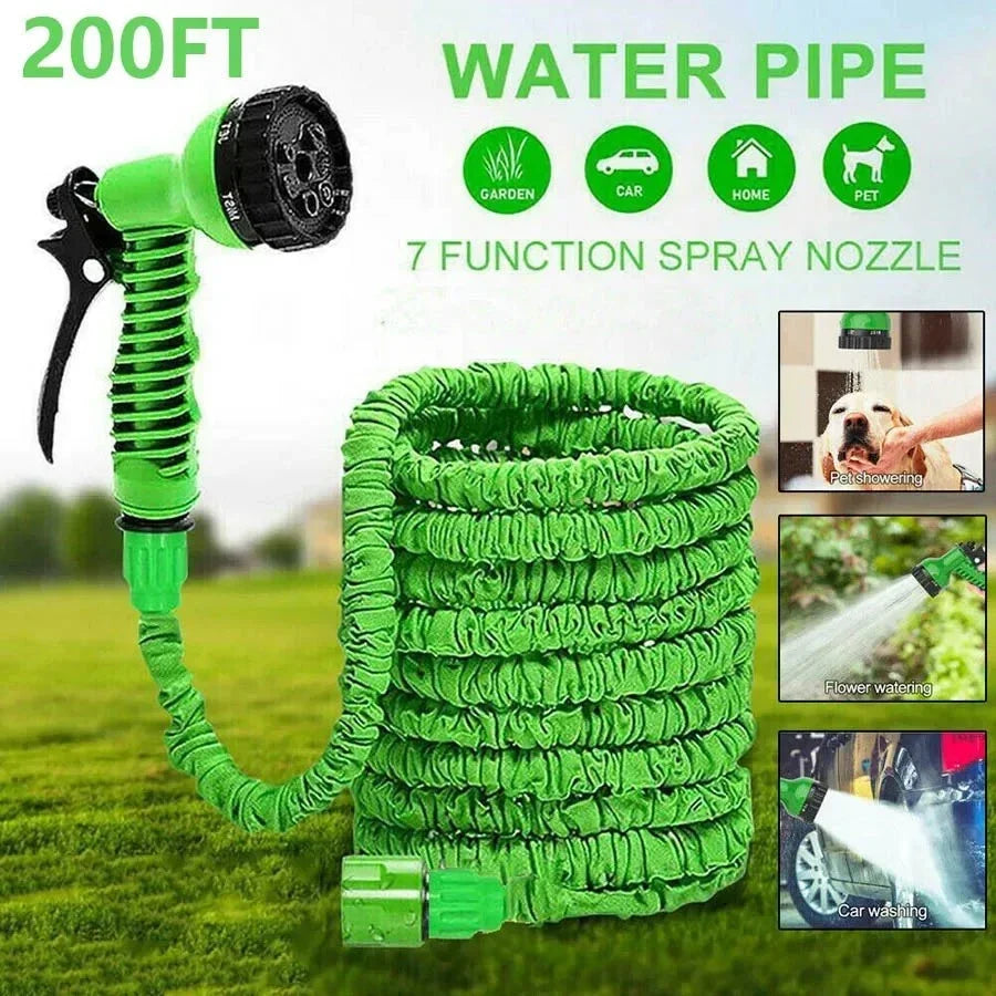 Extendable Garden Hose with High-Pressure Water Gun – 7 Spray Functions for Car Wash, Home & Garden Watering, Multi-Purpose Use