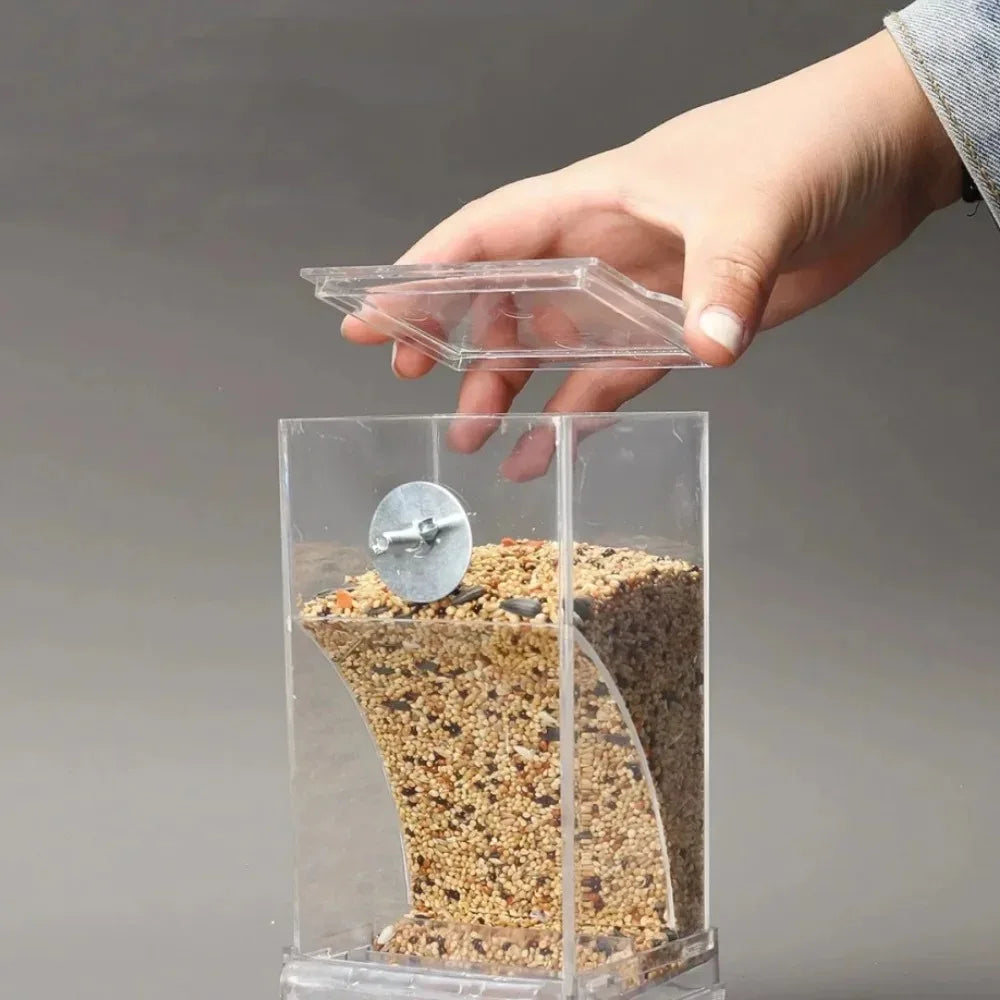 وحدة تغذية الطيور الأوتوماتيكية المقاومة للرذاذ بسعة كبيرة - صندوق طعام للببغاوات، والكوكاتيل، وطيور الحب، والببغاوات الصغيرة