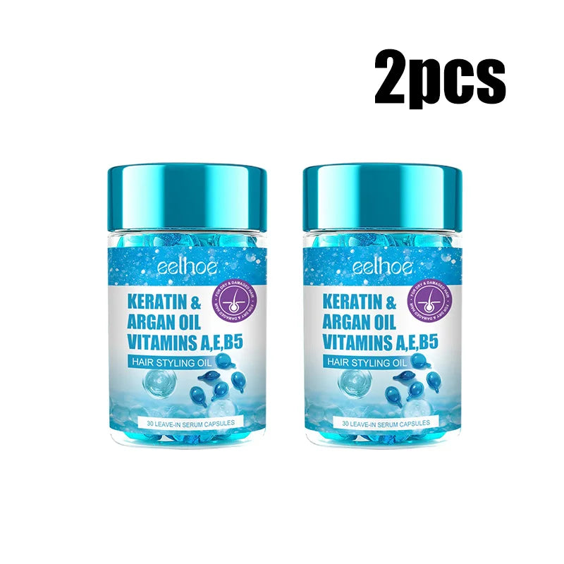 Magic Keratin Hair Vitamin Capsules with Argan Oil & Vitamins A, E, B5 – Deep Repair & Shine Boost for Dry, Frizzy Hair