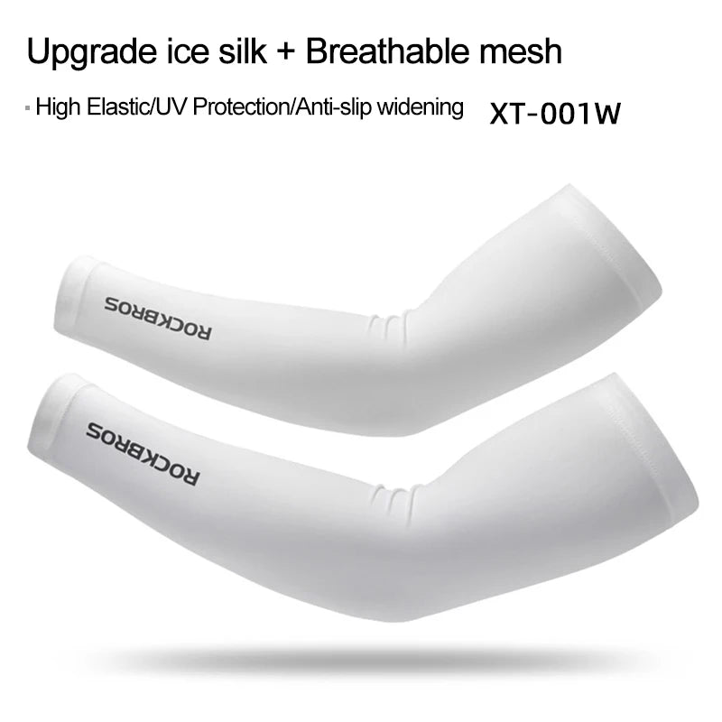 أكمام ذراع ROCKBROS Ice Fabric UV400 - قابلة للتهوية، سريعة الجفاف، حماية من الشمس للجري والتخييم والرياضات الصيفية