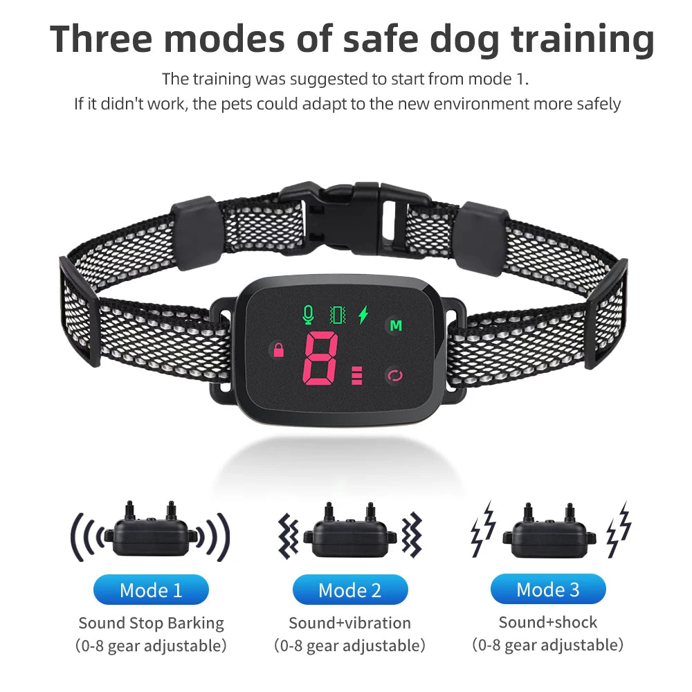 Smart Automatic Anti-Bark Dog Collar – HD Display, IP67 Waterproof, Rechargeable Bark Stopper