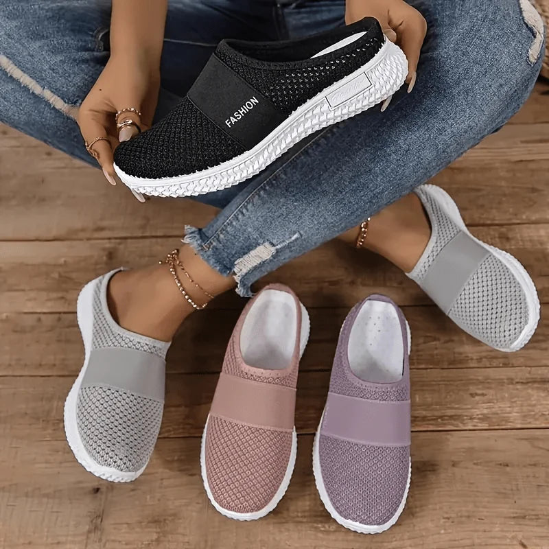 Women’s Solid Color Mules – Soft Sole Platform Slip-On Walking Shoes