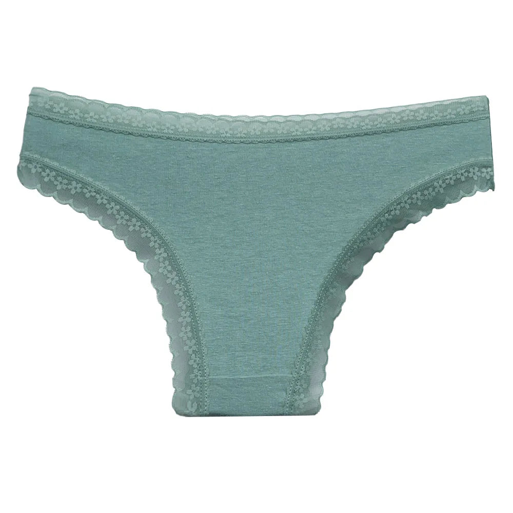 5PCS Set Women's Cotton Lace Low Waist Panties Sexy Underwear Briefs M-XL