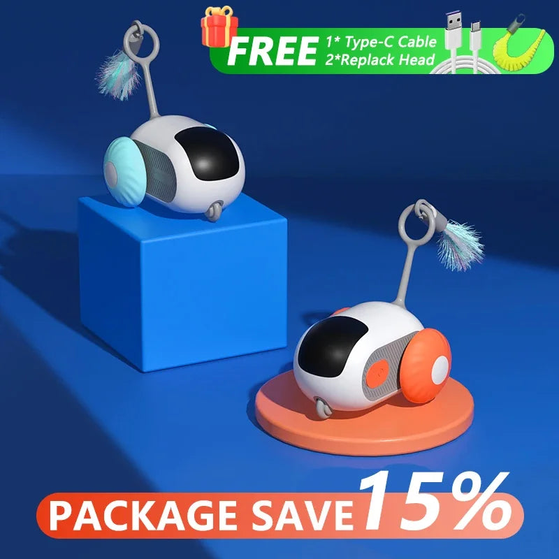 سيارة لعبة ذكية للقطط - كرة تفاعلية متدحرجة أوتوماتيكية وجهاز تحكم عن بعد للقطط المنزلية