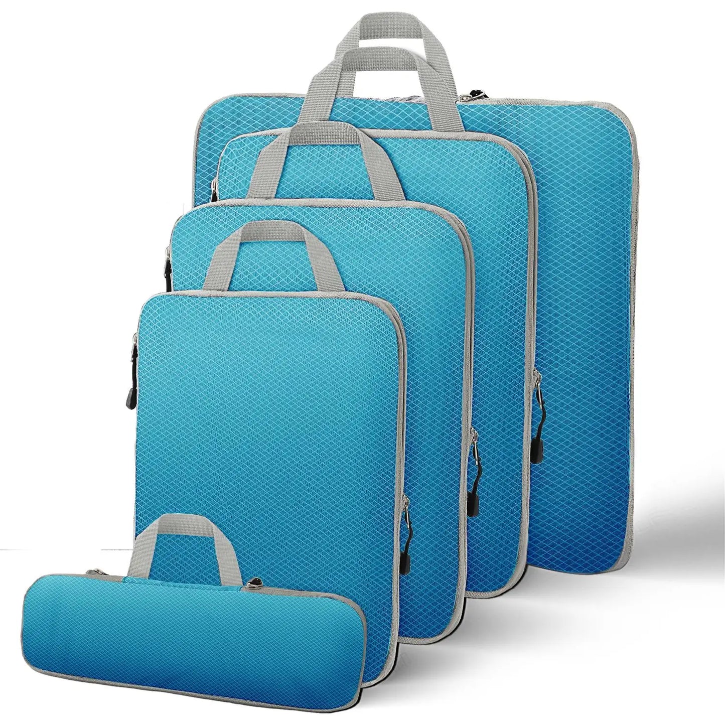 3-7 PCS Compressed Packing Cubes Set | Lightweight Portable Travel Luggage Organizer with Shoe Bag & Mesh Storage