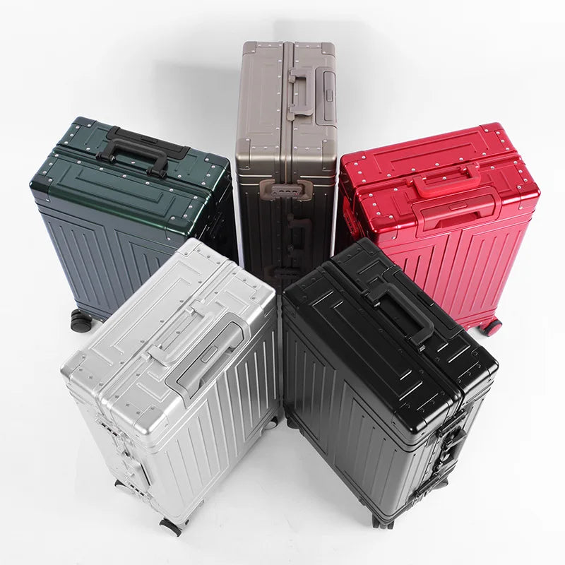 Durable Aluminum Luggage Sets | 100% Aluminum Suitcase with Wheels for Men & Women | Cabin Carry-On Travel 20/24/26/28 Inch