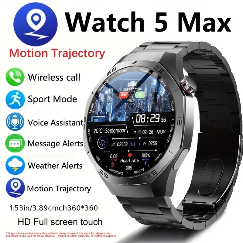 2025 Smart Watch for Men – AMOLED Screen, GPS, Heart Rate, Bluetooth Calls & Waterproof