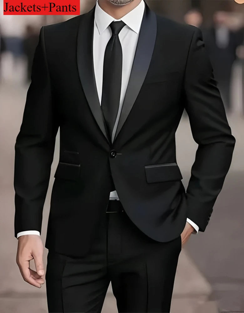 Men's Formal Slim Fit Tuxedo Suit – Business & Wedding Groom Attire