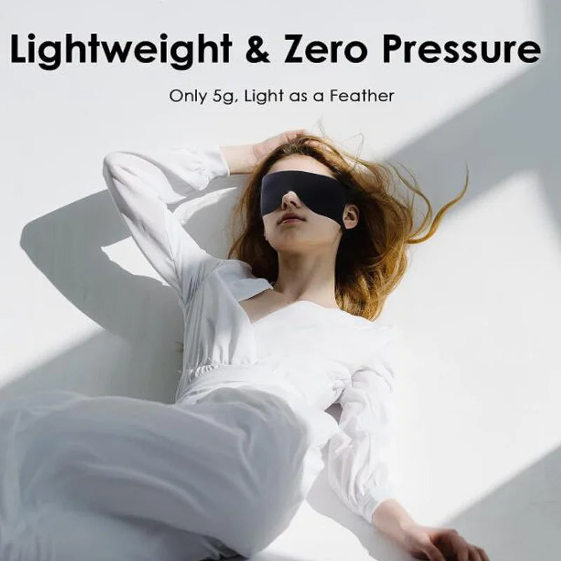 قناع العين للنوم - غطاء رقيق محمول يحجب الضوء مع حزام للأذن معلق للسفر والنوم