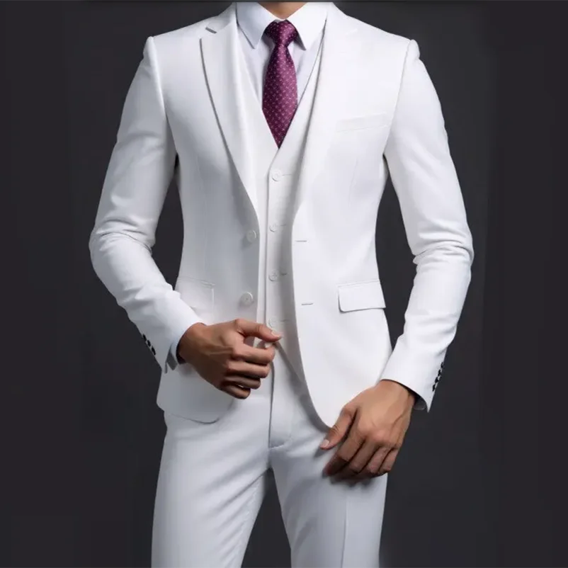 Men's 3-Piece Gentleman Suit – British Style Solid-Color Business & Wedding Outfit