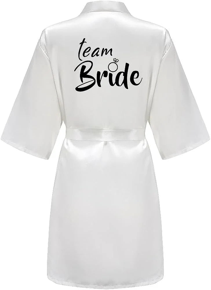 Women's Satin Silk Robe | Wedding Bathrobe Bride & Bridesmaid Sleepwear Gown M030