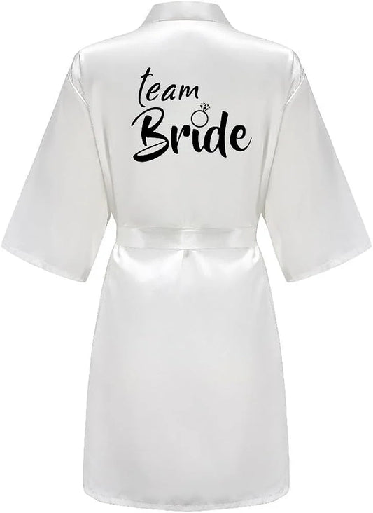 Women's Satin Silk Robe | Wedding Bathrobe Bride & Bridesmaid Sleepwear Gown M030