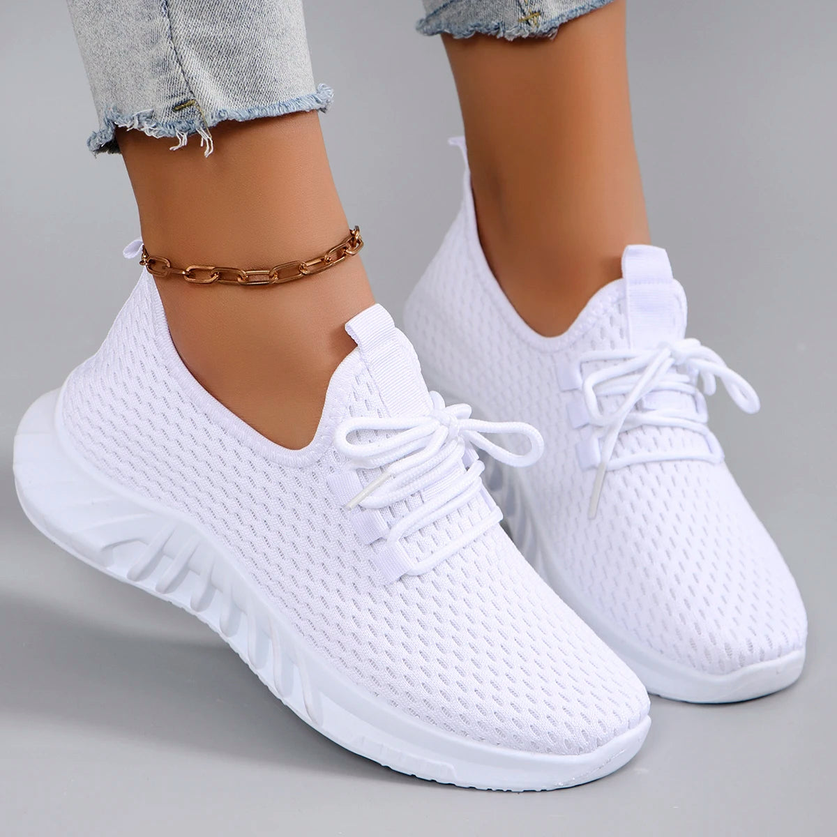 Women’s Summer Breathable Mesh Flats – Casual Sports Shoes