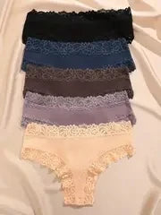 5 PCS Women's Cotton Panties | Floral Lace Patchwork Briefs | Soft Comfortable Underwear S-XL