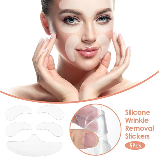 5Pcs Reusable Silicone Anti-Wrinkle Patches – Face, Forehead, Neck & Eye Lifting Care Stickers