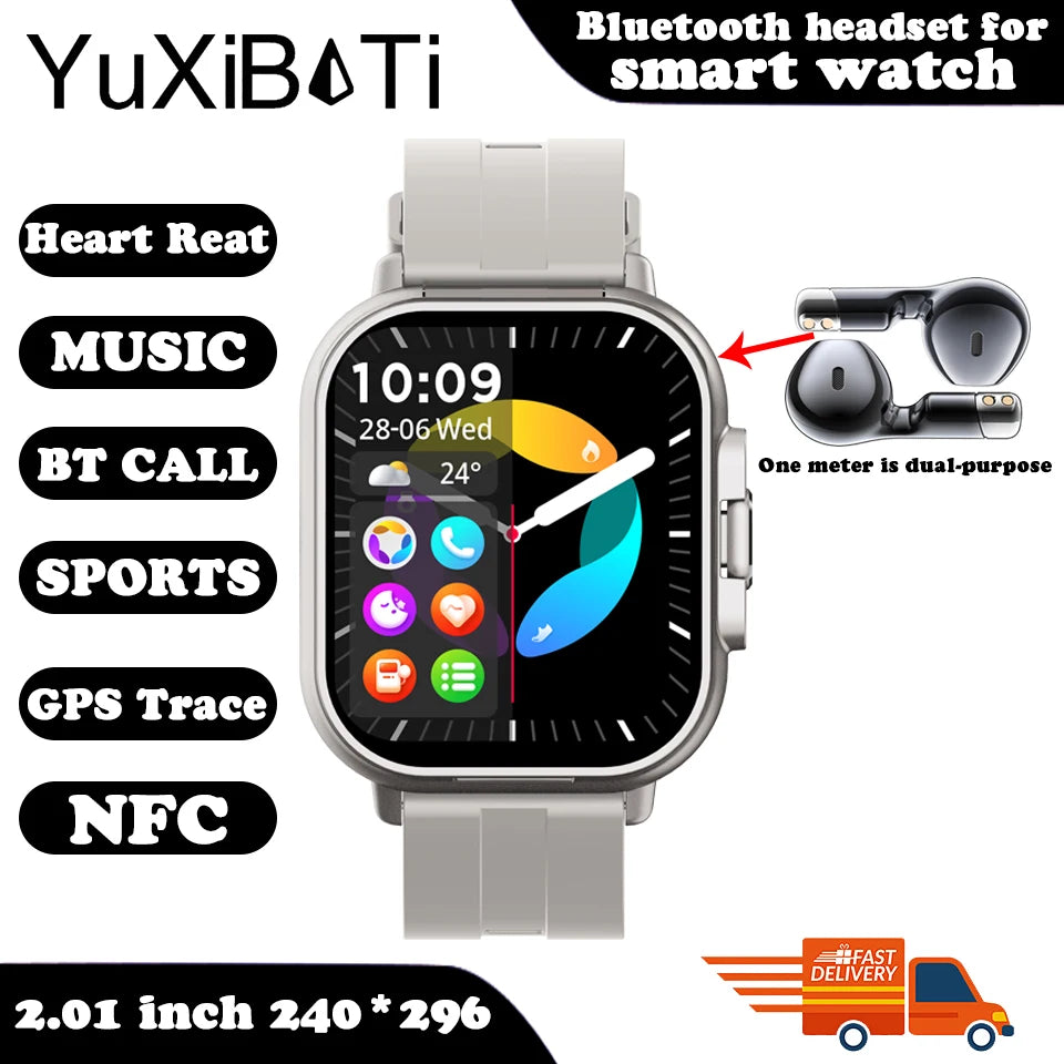 TWS 2-in-1 Smart Watch with Earphones – Wireless Bluetooth Call, Health Monitor, Fitness Tracker, Sports Smartwatch