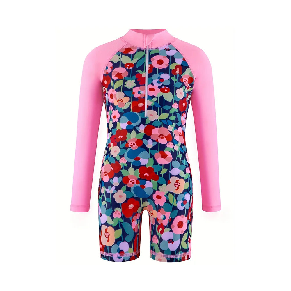 Kids Short Sleeve Wetsuit Boys Girls Zippered Shorty Swimsuit Bodysuit